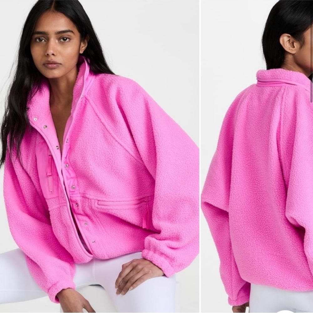 Free People Hit The Slopes Pink Fleece Jacket - women’s size xs